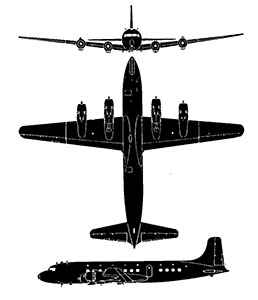 Plan 3 vues du DC-6. (©DR)
