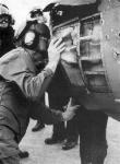 Deck personnel inspecting the nozzle of the aircraft damaged by a SAM over Yugoslavia, a bite later after its miraculous landing on CV Clemenceau. (MN)