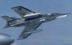 LV Jacques de Villars at controls of Etendard IVP No108, banked on the portside after a shot made on the MS-760 No85 piloted by LV Nicolas de Fautereau-Vassel. (JM Guhl)