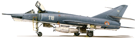 Etendard IVP N°118 de la flottille 15.F embarqué sur le PA Foch en 1966 lors de la première campagne d'essais nucléaires français en Polynésie. (SupAir)