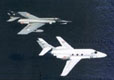 Étendard IVP of 16.F squadron and Falcon 10 MER of 57.S flight. (©Dassault Aviation)