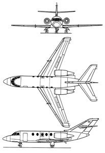 Plan 3 vues du Falcon 200 Gardian. (©French Fleet Air Arm)
