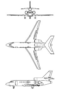 Plan 3 vues du Falcon 50 Marine. (©French Fleet Air Arm)