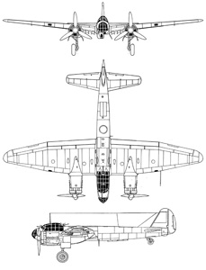 Plan 3 vues du JU-88. (©French Fleet Air Arm)
