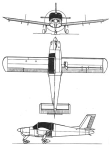 Plan 3 vues du MS.880 Rallye. (©DR)