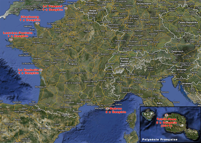 Implantations actuelles et futures de la Flottille 35.F.