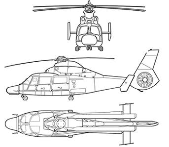 Plan 3 vues de l'AS.565SA Panther. (©Eurocopter)