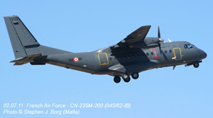 Atterrissage du CN235 (62-IB/ 45) de l'escadron de transport Vercors à l'Aéroport International de Malte. (©Stephen J Borg)