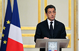 Nicolas Sarkozy annoncant le début des frappes sur la Libye. (©Ministère de la Défense)