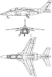 Plan 3 vues de l'Alphajet A. (©DR)