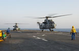 Les deux EC725 sur le BPC Mistral. (©Ministère de la Défense)