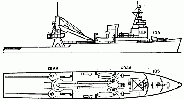 Tender d'Aviation Paul Goffeny : plan deux vues. (Flottes de Combat 1958)